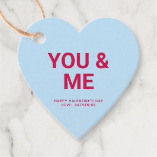 You & me blue heart fun cute Valentine's Day Favor Tags