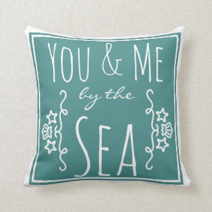 You & Me By the Sea Coastal Seashell Throw Pillow