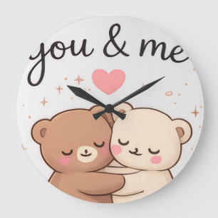  You & Me Cute Bear Couple Wall Clock 