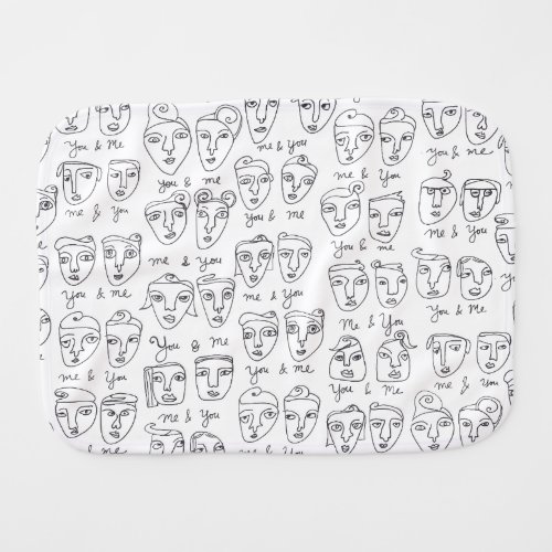 You  Me Faces Baby Burp Cloth