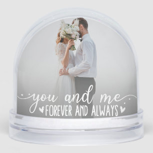 You & Me Forever and Always Picture Heart Couple Snow Globe