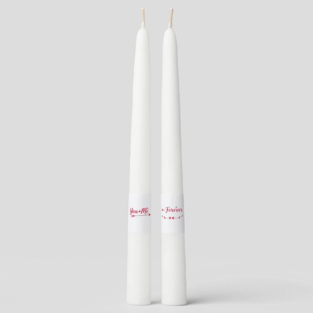 You + Me = Forever Taper Candle (Front)