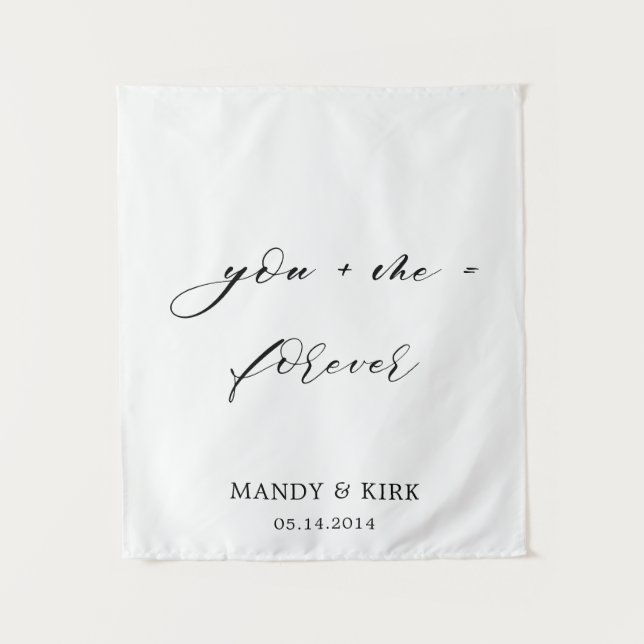 you & me = forever Wedding Backdrop Banner  (Front)
