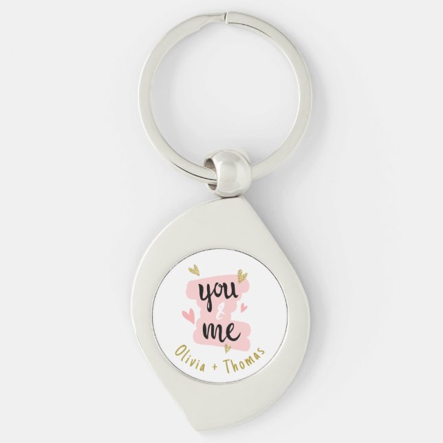 You & Me | Happy Valentine's Day Modern Gift  Keychain (Front)