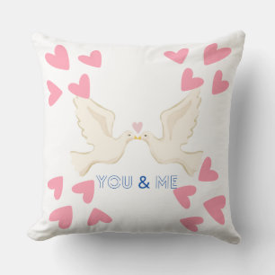 You & Me Love Doves Design Throw Pillow