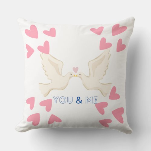 You  Me Love Doves Design Throw Pillow