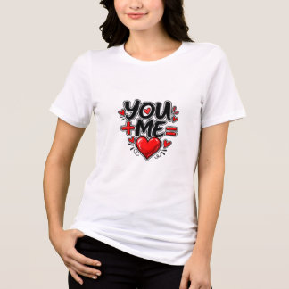 You + Me = Love Valentine Matching Couple Tri-Blend Shirt