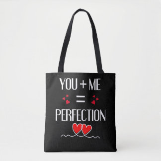 You + Me = Perfection - Cute Couple Design Tote Bag