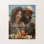 You & Me | Personalized Couples Photo Jigsaw Puzzle<br><div class="desc">This wedding stats puzzle is styled to look like a stylish magazine cover. Featuring trendy, modern typography overlay and your favorite photo. A perfect keepsake for very special day. Use the design tools to choose any background color, add photos, change text fonts and colors to create your own one-of-a-kind keepsake....</div>