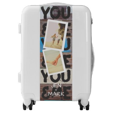 You & Me. Photo Collage of Memories. Beach Wood. Luggage You & Me. Photo Collage of Memories. Beach Wood. Luggage
