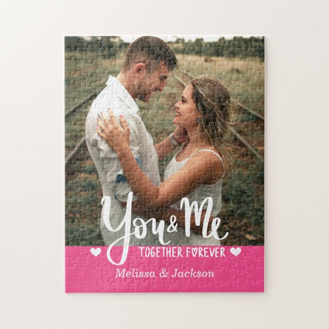 You & Me Together Forever Photo Pink Valentine Jigsaw Puzzle (Vertical)