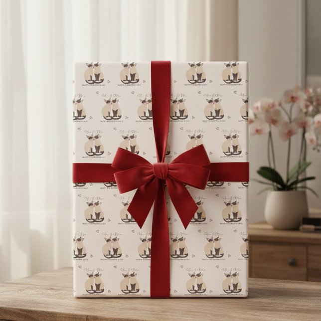 You & Me Valentine's Day Cat Wrapping Paper (You & Me Valentine's Day Cat Wrapping Paper)