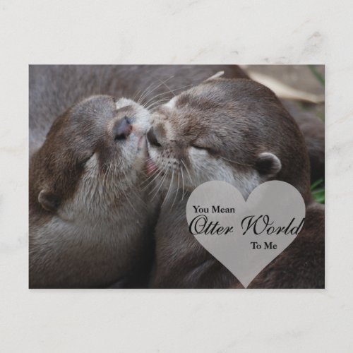 You Mean Otter World To Me Otters Love Kissing Postcard