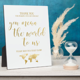 You Mean the World to Us   Globe Guest Book Plaque