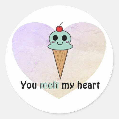 You melt my heart classic round sticker
