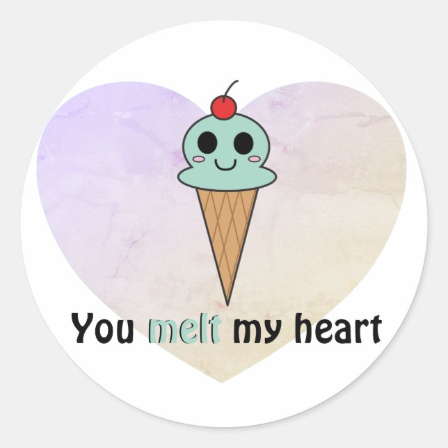 You melt my heart classic round sticker (Front)