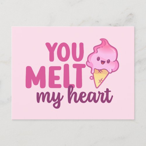 You Melt My Heart Cute and Funny Valentines Day Postcard