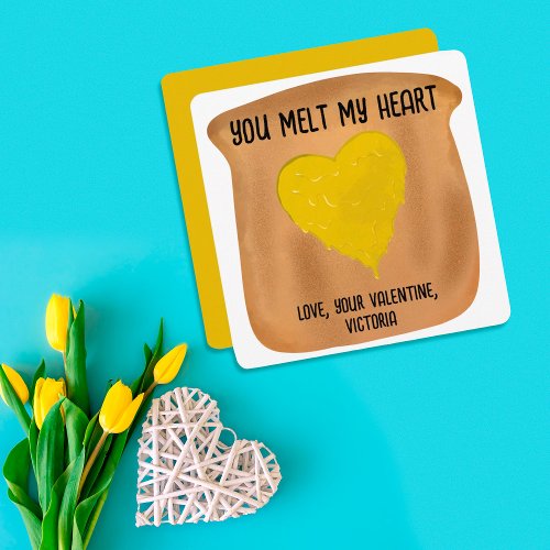 You Melt My Heart Funny Butter Valentines Day Holiday Card