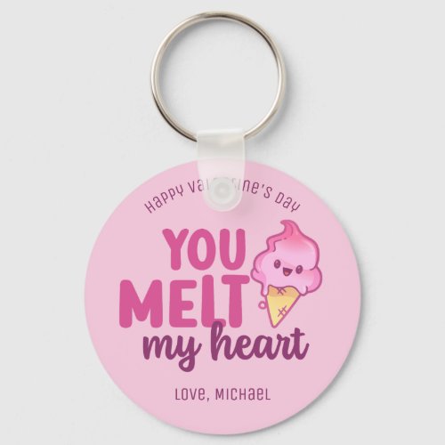 You Melt My Heart Funny Pun Cute Valentines Day Keychain