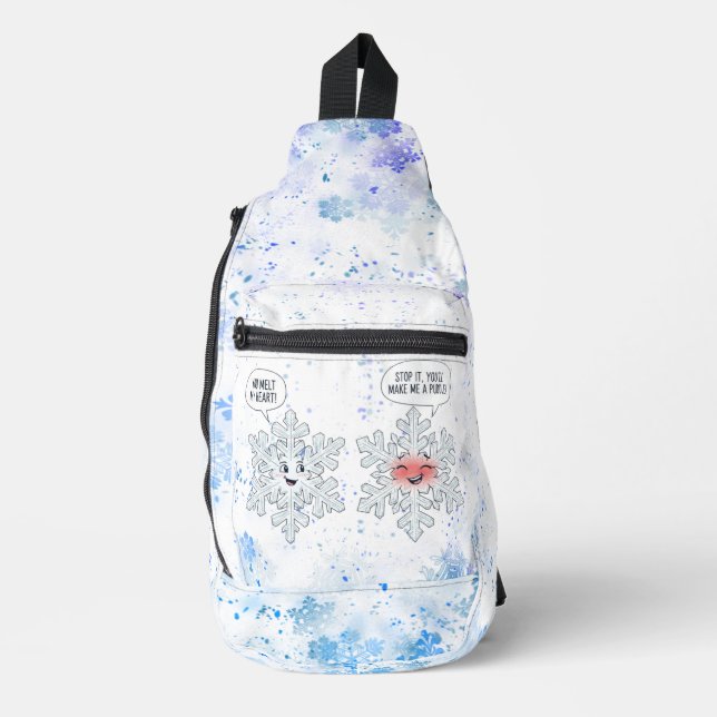 You Melt My Heart Snowflakes Sling Bag (Front)