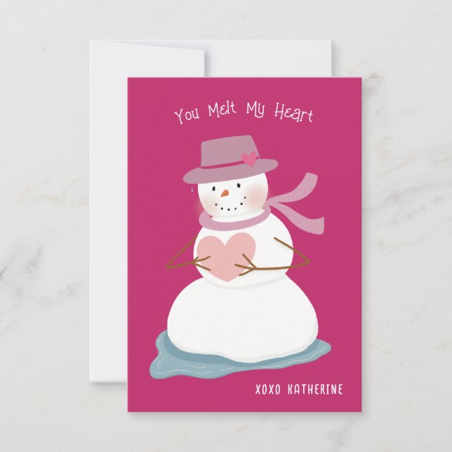 You Melt My Heart Snowman Classroom Valentine Invitation (Front)