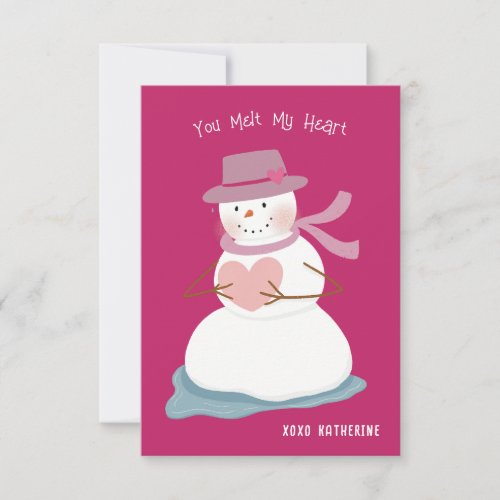 You Melt My Heart Snowman Classroom Valentine Invitation