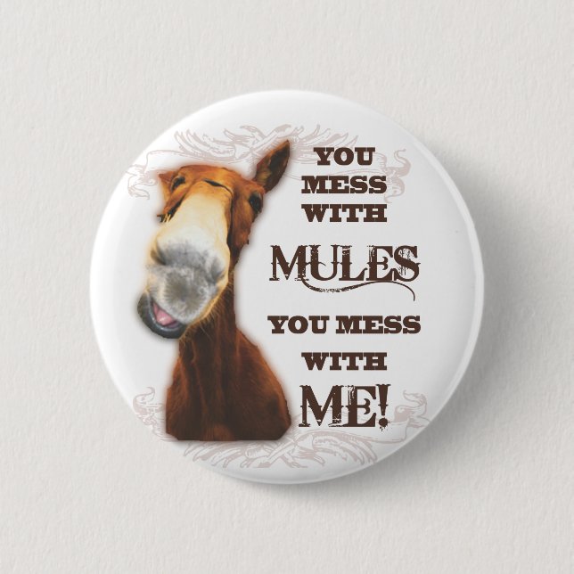 YOU MESS WITH MULES YOU MESS WITH ME BUTTON (Front)
