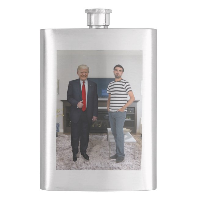 You Met President Donald Trump | Add Your Photo Flask (Front)