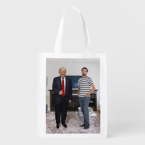You Met President Donald Trump  Add Your Photo Grocery Bag
