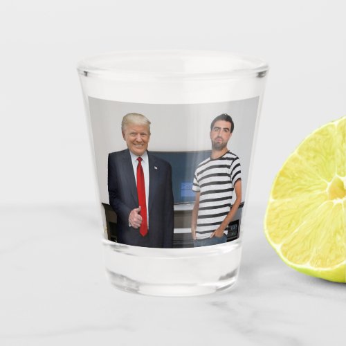 You Met President Donald Trump  Add Your Photo Shot Glass