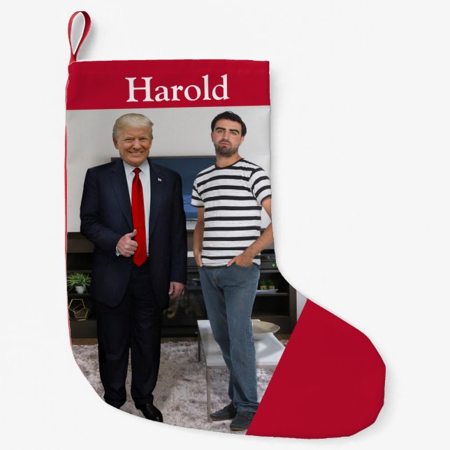 You Met President Donald Trump | Add Your Photo Small Christmas Stocking (Front)