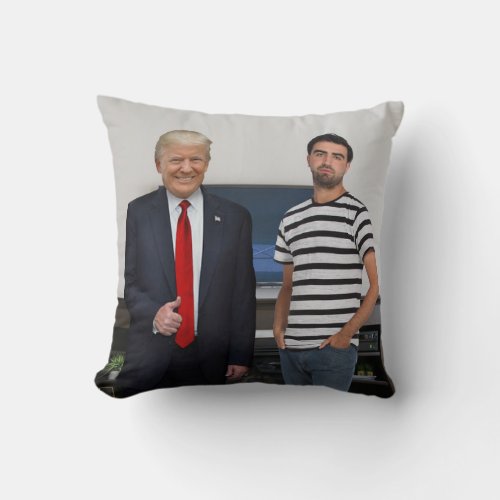 You Met President Donald Trump  Add Your Photo Throw Pillow