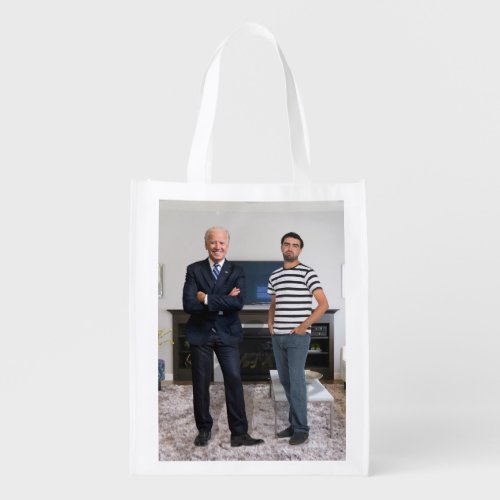 You Met President Joe Biden  Add Your Photo Grocery Bag