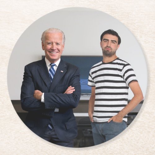 You Met President Joe Biden  Add Your Photo Round Paper Coaster