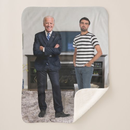 You Met President Joe Biden  Add Your Photo Sherpa Blanket