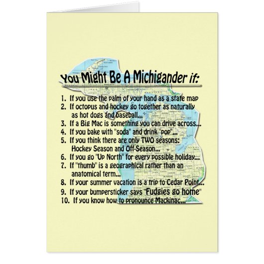 You Might Be A Michigander if: (Front)