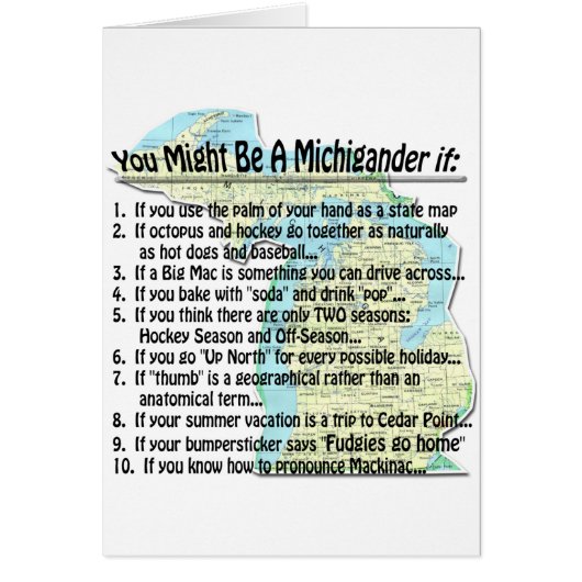 You Might Be A Michigander if: Cards (Front)