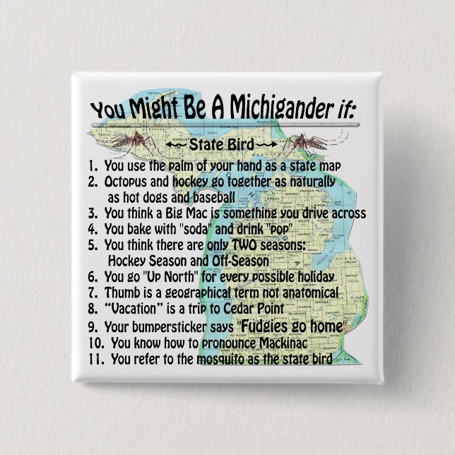 You Might Be A Michigander If: Pinback Button (Front)