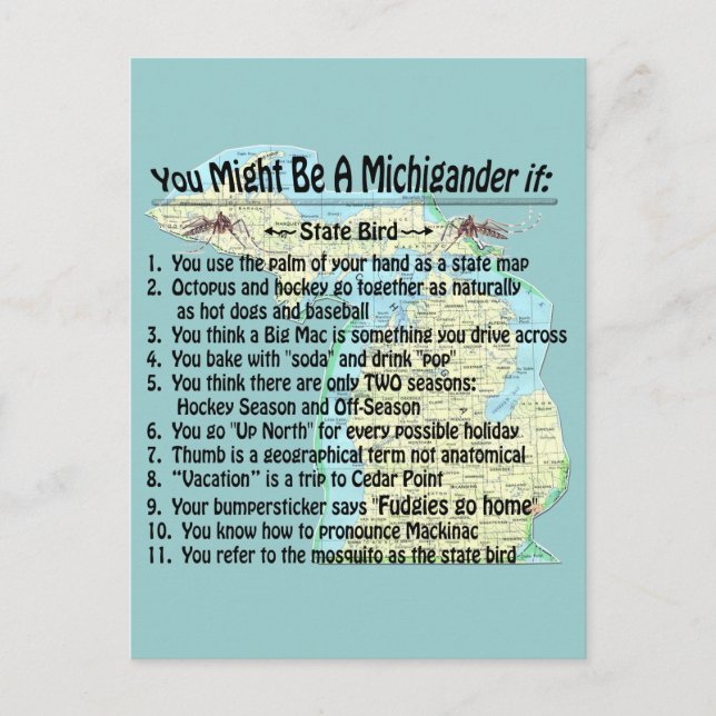 You Might Be A Michigander If: Postcard (Front)