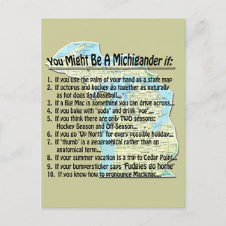 You Might Be A Michigander if: Postcard