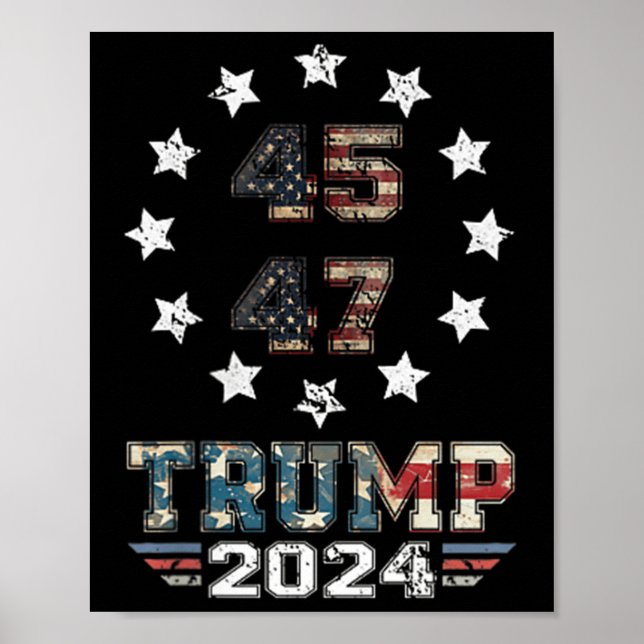 You Missed Trump 2024 Us American Flag 2 Side  Poster (Front)
