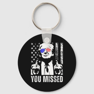 You Missed Trump 2024 Us American Flag Funny (fron Keychain