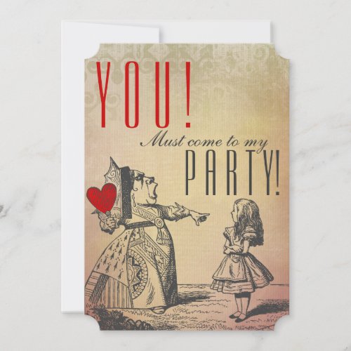 YOU Must come to my PARTY Red Queen  Alice Invitation