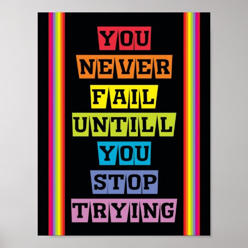 You never fail untill you stop trying poster