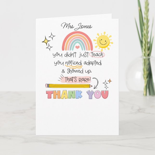 You Noticed Teacher Thank You SENCO SEN teacher Card (Front)