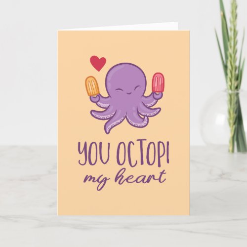 You Octopi My Heart Octopus Funny Valentines Day Holiday Card