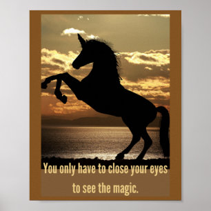 you only have to close your eyes unicorn  poster