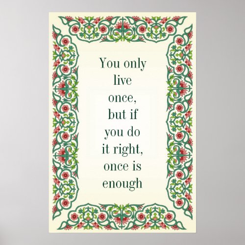 You only  live  once  but if  you do  it right poster