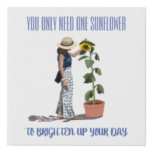 You only need one sunflower girly motivational  faux canvas print