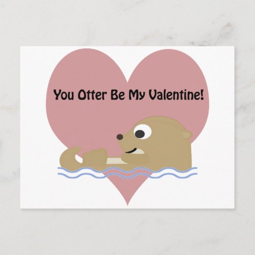 You Otter Be My Valentine Holiday Postcard